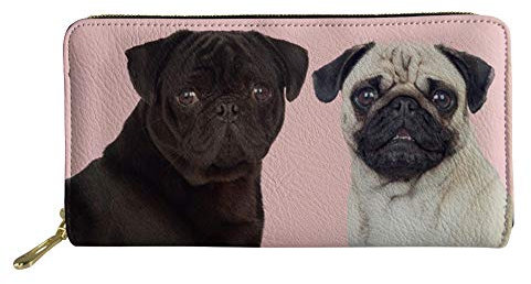 Showudesigns Langes Portemonnaie mit Tiermotiv, Kreditkartenetui für Teenager-Mädchen, Mops, Einheitsgröße, Casual