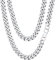 ChainsHouse Catena da uomo in acciaio inossidabile, collana grande a maglia cubana per bambino, ragazzo, gourmette massiccia girocollo punk [argento/nero/piatto oro-larghezza: 3/6/9/12 mm; lunghezza: