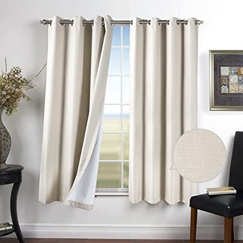Lot de 100 rideaux occultants pour chambre à coucher, beige neutre, 168 x 183 cm, imitation lin texturé, œillets, pour salon, chambre d'enfant, isolation thermique, 2 panneaux de rideau de fenêtre