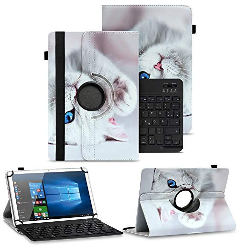 Schutzhülle kompatibel für Telekom T Tablet / 2 Tasche Schutz Hülle 10,4 Zoll Kunstleder Bluetooth Tastatur QWERTZ 360 Drehbar Cover Keyboard Case