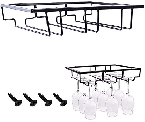 Aufhängen Weinglashalter, Weinglas Halterung Schrank, Stemware Rack Hängende, Weinbecherhalter, Eisen Weinbecherhalter, Weingläser Ständer, Für Bar, Küche, Zuhause, Party(Schwarz)