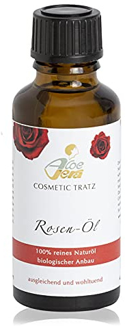 Aloe Vera Cosmetic Tratz Rosen-Öl 30 ml Naturöl | 100% reinem ätherischen ÖL | regt zur Feuchtigkeitsaufnahme an | stimuliert die Haut | Duft wirkt stimmungshebend, belebend & aphrodisierend