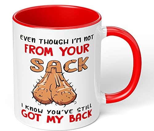 Print Maniacs Fathers Day Mug Gift Stepdad Christmas Birthday Dad Not from Your Humor Funny (Red Fill and Handle Mug)