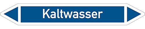 Dreifke® Aufkleber Rohrleitungskennzeichnung, Kaltwasser, Einzeletikett, DIN 2404 Folie selbstklebend Blau Aufdruck Weiß 100x15mm