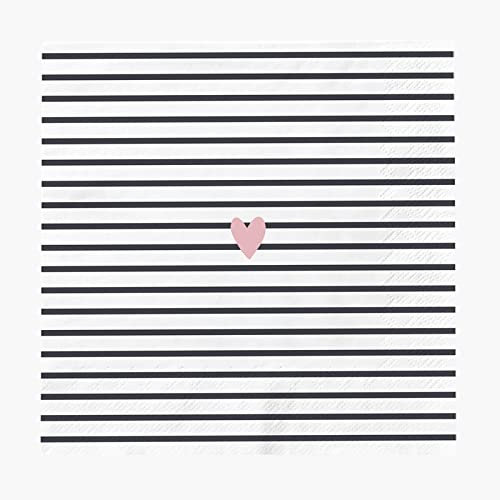 Grafik-Werkstatt Servietten mit Spruch 20 Stück 25 cm x 25 cm weiß-schwarz Herz