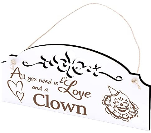 Schild Clown Deko 20x10cm - All you need is Love and a Clown - Holz Wanddeko Dekoration Wand