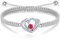 J.Endéar Doppelherz Armband Damen Silber 925, Schmuck Rot Zirkonia für Mädchen, Handgemachtes Kordelarmband Verstellbar Geschenk für Mutter Tochter, Grau