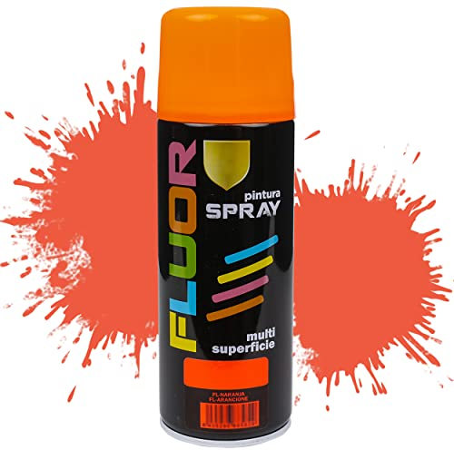 Etrexonline Pintura Spray Multicolor Profesional 400ml Adecuado Metal Madera y Plástico - Color Naranja fluorescente (Paquete de 1)