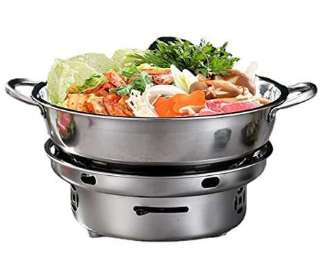 Spirituskocher Für Innenraum, Tragbarer Campingkocher Mit Topf, Mini Edelstahl Camping Alkoholkocher, Kochtopf-Set Für Hot Pot Grillen Picknick, Alkohol Brenner