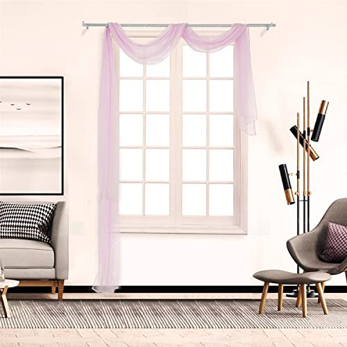 SCHOAL Voile Querbehang Transparenter Freihandbogen Uni Freihanddeko einfarbig Deko Gardinen Dekoschals Vorhang Wohnzimmer Gardinenschals 1 Stück HxB 90x200cm Rosa #2