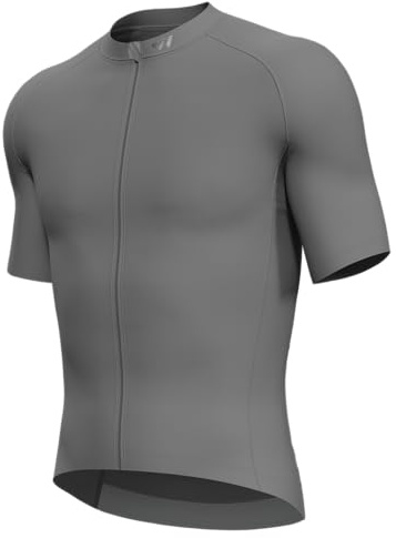 Lo.gas Radtrikot Herren Kurzarm, Rennrad Trikot Durchgehender Reißverschluss mit 3 Taschen, Grau, XL