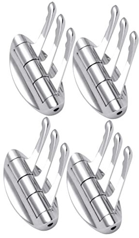 STOBOK 4 pcs Duty Hooks Towel Bath for Robe Clothes Silver Heavy Hat Bathroom Wall Bedroom Kitchen Triple Arm Coat Swing Mounted Garage Swivel Three Foldable Hook Hangers Flexible