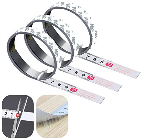 Maßband Selbstklebend Metrisches 3 Stück Kohlenstoffstahl Skalenbandmaß Rollbandmaß Zum Aufkleben 1m Mit Bleistift Für Werkbänke, Tische, Maschinen(Mittelpunkt) (mittlere Lineal)