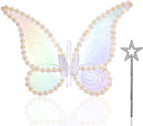 Alas de Hada Alas de Mariposa Mujer Alas de Hadas de Winx Adulto Disfraz Alas Mariposa Con Varita Magica Hada Alas de Angel Niña Fairy Wings Adult para Halloween Cumpleaños Fiestas Navidad