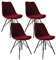 Kick Collection 4er Set Esszimmerstühl Velvet - Samt - Rot - Modern und Hochwertig - Samtstoff und Metall - Erhältlich in vielen Farben