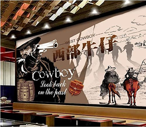 Fototapete Benutzerdefinierte 3D-Wandbild Western Cowboy Bar Casual Restaurant Hintergrundwand-150Cmx105Cm