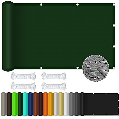 Sonnensegel Wasserdicht Sonnenschutz 2 x 5 m Rechteckig Wasserdicht UV Schutz Sonnenschutz Balkon Sonnenschutz Windschutz für Außenbereich Terrasse und Garten, Dunkelgrün