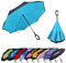 MRTLLOA Winddichter umgekehrter Regenschirm mit UV-Schutz, C-förmiger Griff, doppellagiger Stockschirm für Regen (Hellblau, 142,2 cm)