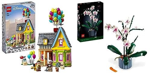 LEGO 43217 Disney and Pixar Carls Haus aus „Oben“, baubares Spielzeug mit Luftballons & 10311 Icons Orchidee, Künstliche Pflanzen Set mit Blumen, Modellbausatz