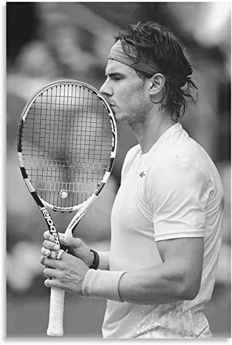 XCPORA Rafael Nadal Poster und Drucke ästhetische Schwarz-Weiß-Wandkunst Rafael Nadal Leinwandmalerei für Heimwanddekoration Bild 50x70cmx1 ohne Rahmen