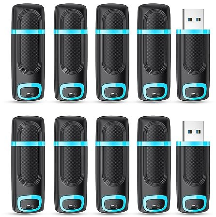 Vansuny 10 Stück USB Sticks 32GB 10er Pack USB Stick 32GB USB 2.0 Datenspeicher-Backup für PC/Desktop/Laptop/Car Audio/Spielekonsolen(Cyan)