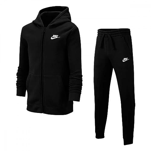 NIKE K NSW Club FLC FZ Tracksuit, Noir/Blanc, S Unisex