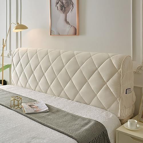 YOHOCS Bett Kopfteil Bezug, Bettkopfteil Hussen, Dehnbare Saubdichte Schutzhülle, Bettkopfteil Hussen Abdeckung Cover Für Full Twin Queen King Bett Kopf,Weiß,200cm