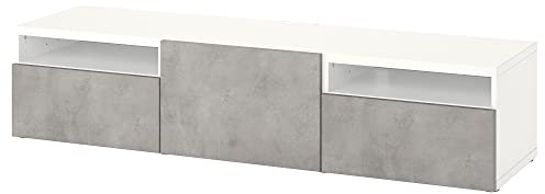 BESTÅ TV-Bank mit Schubladen und Tür, 180x42x39 cm, Weiß/Kallviken Hellgrau