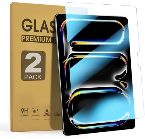 Junfire Pack of 2 Screen Protectors Anti Blue Light Glare for iPad Pro 11 Inch (M4) 2024, Screen Protector Blue Light Filter Made of 9H Tempered Glass, Compatible with Model A2836/A2837/A3006