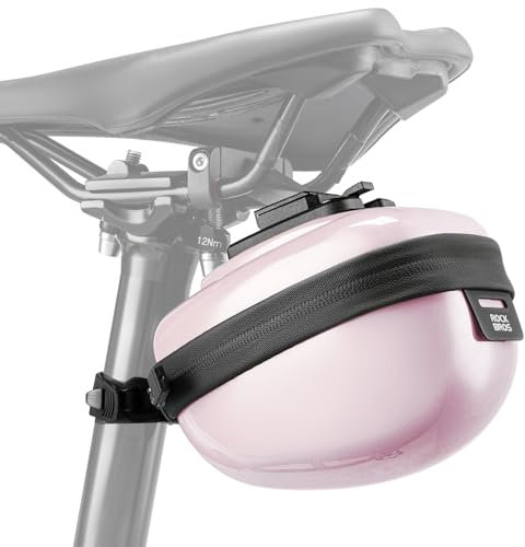ROCKBROS Sacoche de Selle Vélo Route, Sac de Siège Arrière 0,4L Rigide, Accessoire de Cyclisme pour VTT Vélo Course Universel Installation Facil pour Homme Femme, Rose