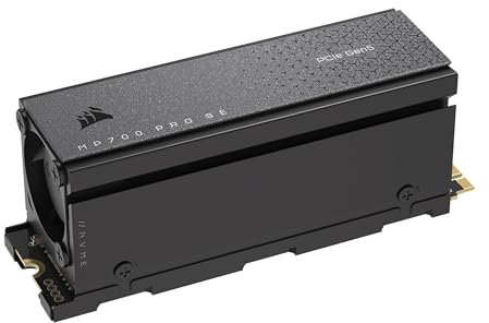 Corsair MP700 PRO SE with Air Cooler 4TB PCIe 5.0 x4 NVMe 2.0 M.2 SSD – M.2 2280 – Up to 14,000MB/sec Sequential Read – High-Density 3D TLC NAND – Black