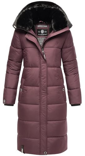 MARIKOO Damen Winter Steppjacke Lang B936 [B936-Relizi-Dusty-Plum-Gr.L]