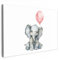 MuchoWow© Leinwandbild 60x40 cm Dekoration Kinderzimmer Bilder Pictures Wall Decoration Schlafzimmer Junge Wohnungs Deko Moderne Bild Elefant - Luftballon - Rosa - Aquarell - Mädchen