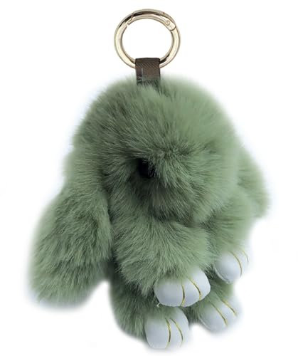 Xsclpomddy Mini Plüsch Hase Schlüsselanhänger Plüsch-Häschen Schlüsselanhänger Pom Poms Taschenanhänger Handtasche Autoschlüssel Dekoration,green