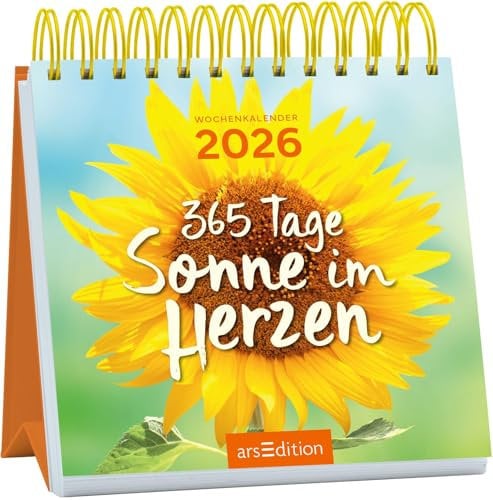 Mini-Wochenkalender 365 Tage Sonne im Herzen 2026: Kleiner Tischkalender für mehr gute Laune und Lebensfreude
