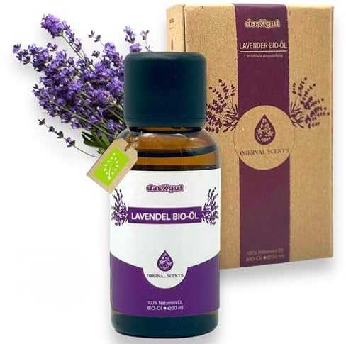 DasXgut – Lavendelöl 30 ml – [100% Naturrein] Bio öl Zertifiziertes Lebensmittel – Ätherische Öle – für Diffusor – Aromatherapie – Lavandula Angustifolia Der Echte Lavendel E5004111-RO-ECO-026