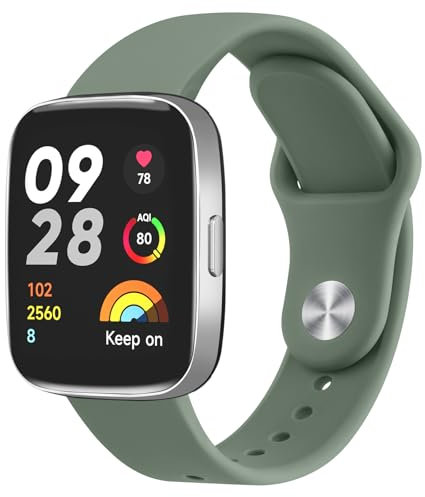 Oumida Correa Compatible con Xiaomi Redmi Watch 3 Active Mujer Hombre, Correas de Silicona Suave, Pulseras de Repuesto Deportiva Impermeable para Redmi Watch 3 Active, Verde Oliva