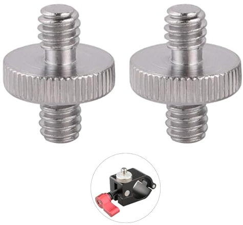 2Pcs 1/4 to 1/4 Male Threaded, Screw Adapter, Double Head Stud Camera Thread Adapter, Double Head Stud Mounting Thread Converter, for Tripods Camera Microphone Stand Speakers Monitor