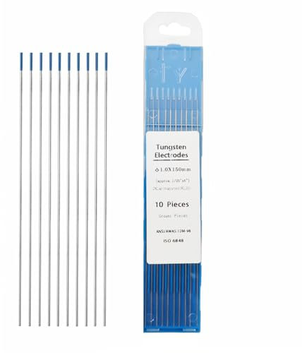 RuiChy TIG Welding Tungsten Electrodes 10PCS Lanthanum 2% Lanthanum Tungsten Electrode WL20 Blue Tip for AC Tig Welding (1mm × 150 mm)