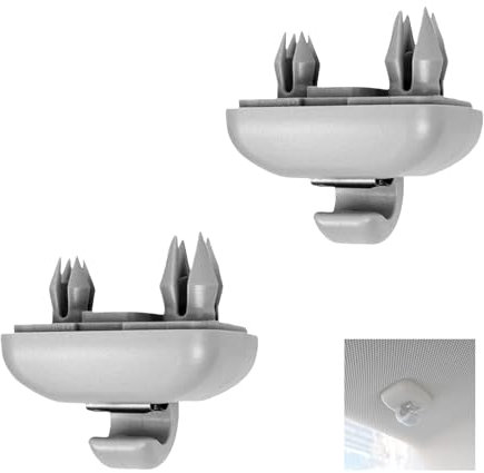 Ginddy Gancho para visera de coche, 2 piezas para montaje interior de visera solar, color gris, gancho de retención para visera solar compatible con A1 A3 A4 A5 A6 A7 Q5