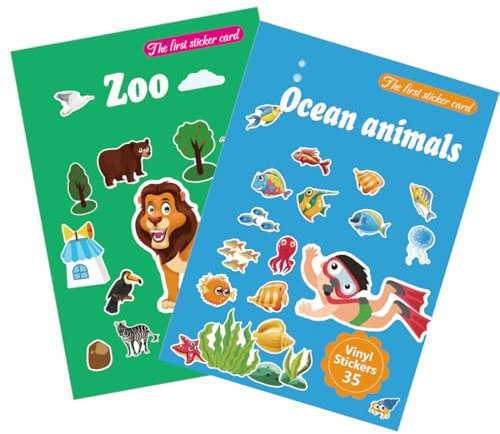 2 Stück Wiederverwendbare Stickerbücher, für Kinder 2-4 Jährige, Tiere und Ozean, Sticker Book mit Spiel Szene und Kinder Illustrationen Aufkleber, Kindergeburtstag Party Zubehör