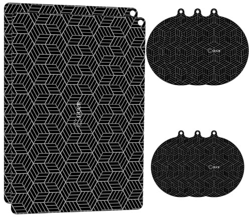 Lot de 8 tapis à induction, cache-cuisinière, plaque à induction, tapis de protection en silicone résistant à la chaleur, antidérapant et lavable (noir)