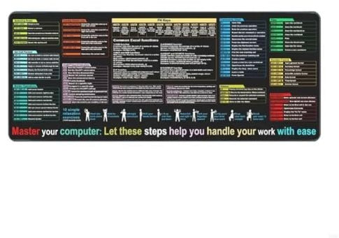 Vkyipg Tapis de Souris en Français pour Excel, Raccourcis de L'Éditeur de Texte, Triche, Programmation 40x90x0,3 cm