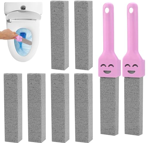 8 Stück Bimsstein Toilettenreiniger mit 2 Griff,Bimsstein Toilette,Pumice Stone Toilet Cleaner,Austauschbar Pumice Stone for Toilet,Cleaning Block WC,für Toilette Küche Bad Dusche Waschbecken