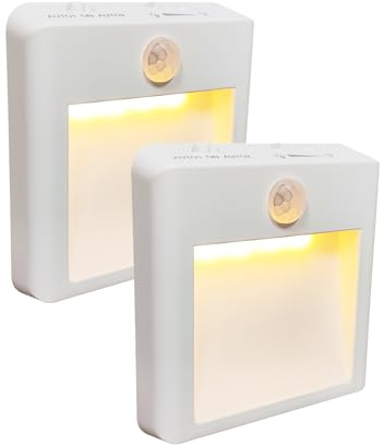 LED ATOMANT Pack 2x Luz LED Nocturna Infantil con Sensor de Movimiento y Crepuscular, 1W, Regulable, 2 Tonos de Color Blanco (3000K/6500K)
