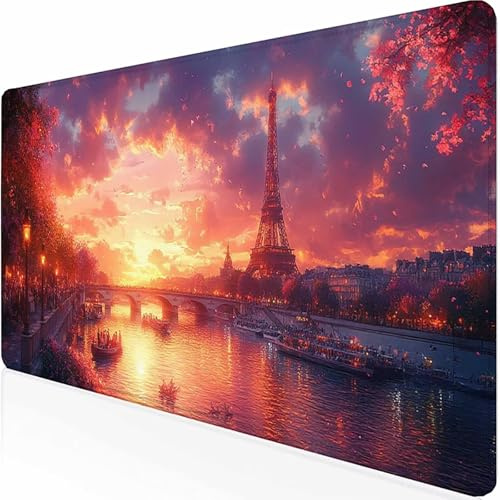 XXL Gaming Mauspad 100x50cm Farbe Stadt Mousepad Vernähte Kanten & wasserabweisend - Gaming Zubehör Mit Rutschfester Gummibasis- Mauspad für Gamer PC - Maus und Tastatur Pad - Geschenke -z1c09F66