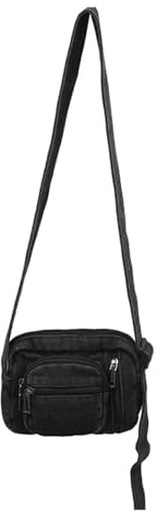 AHIOJEGX Jeanstasche Klassische Denim-Umhängetasche mit mehreren Taschen, lässig, klein, verstellbaren Schultergurten, Umhängetasche(Black)