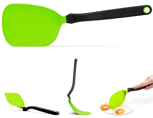 Dreamfarm Chopula | Super Flexible Sit-Up Kitchen Utensil Flipping, Chopping, & Serving Spatula | Chops Food Up in The Pan | Green