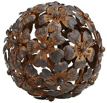 Everydecor Metal Decorative Sphere for Home Decor - Decorative Balls for Shelves, Centerpiece Bowls, Bookshelf - Decoration Orbs Accents for Living Room, Bedroom - Antique Brown Shelf Spheres