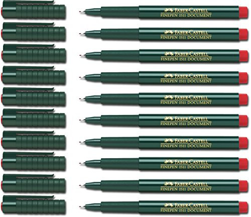 Faber-Castell Finepine 1511 Faserschreiber, 0,4 mm, rot, 10 Stifte